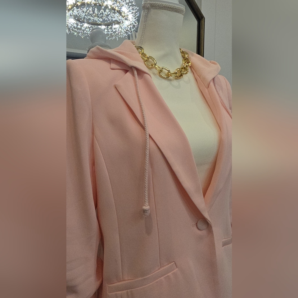 Women's Pink Hooded Blazer